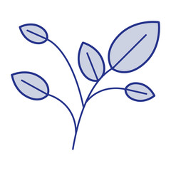 blue silhouette of branches with leaves vector illustration