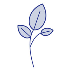 blue silhouette of branch and leaves vector illustration