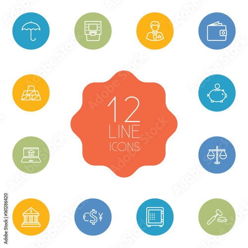 Set Of 12 Finance Outline Icons Set Collection Of Internet - 