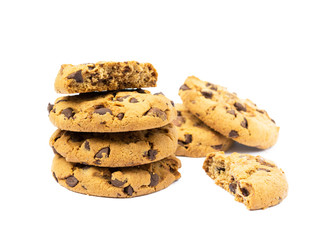 Tasty biscuits with chocolate isolated on a white background