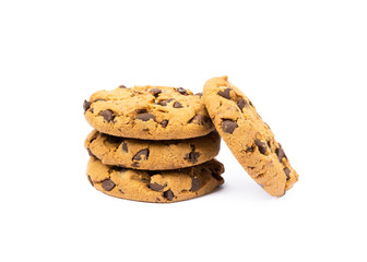 Tasty biscuits with chocolate isolated on a white background