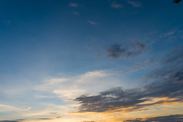 Dramatic sunset sky with clouds