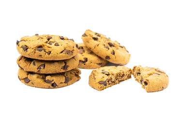 Tasty biscuits with chocolate isolated on a white background