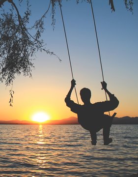 Swing on the island shore