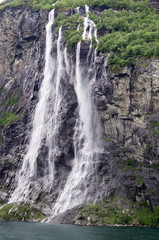 Seven Sisters, the 39th tallest waterfall in Norway. The waterfall consists of seven separate streams and the tallest of the seven has a free fall that measures 250 meters.