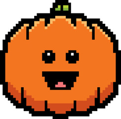 Smiling 8-Bit Cartoon Pumpkin