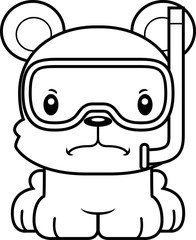 Cartoon Angry Snorkeler Bear