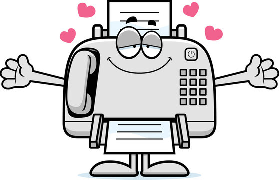 Cartoon Fax Machine Hug