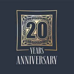 20 years anniversary vector icon, logo