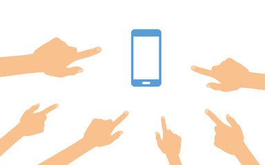 Hände zeigen auf - Smartphone