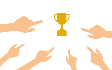 Hände zeigen auf - Pokal