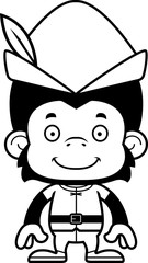 Cartoon Smiling Robin Hood Chimpanzee