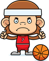 Cartoon Angry Basketball Player Monkey