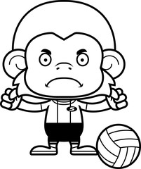 Cartoon Angry Volleyball Player Monkey
