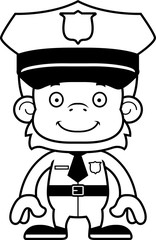 Cartoon Smiling Police Officer Orangutan