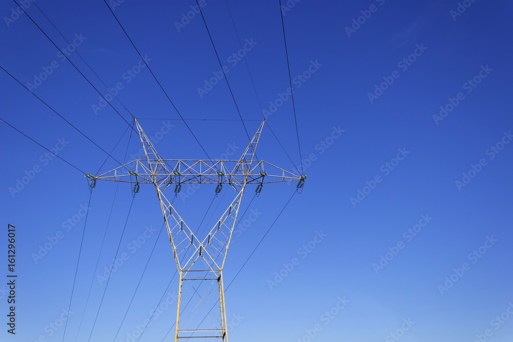 Wall mural high voltage transmission line pylon 2. copy space available.