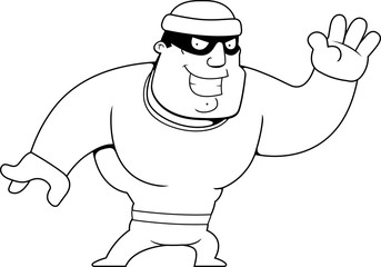 Cartoon Burglar Waving