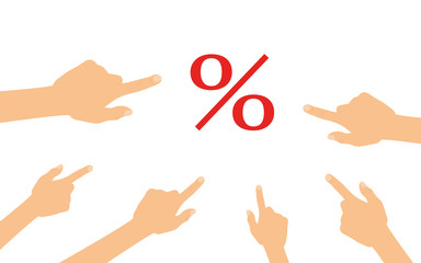 Hände zeigen auf - Prozent