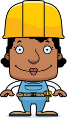 Cartoon Smiling Construction Worker Woman