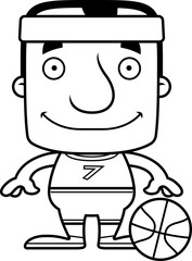 Cartoon Smiling Basketball Player Man