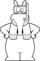 Cartoon Aardvark Snorkeling