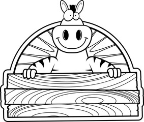 Cartoon Zebra Wood Sign