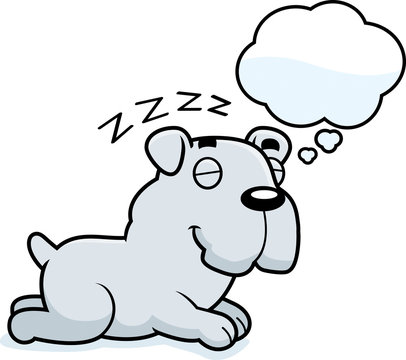 Cartoon Bulldog Dreaming