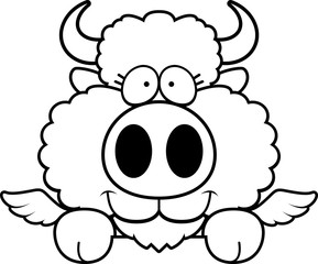 Cartoon Buffalo Wings Peeking