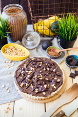 Raw Paleo Vegan Avocado Banana Chocolate Tart, Vertical View