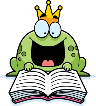 Cartoon Frog Prince Reading