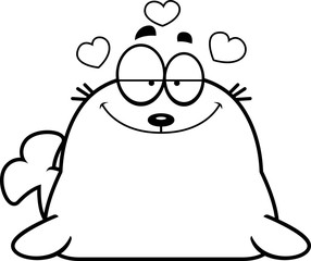 Cartoon Seal in Love