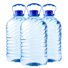 big bottle transparent plastic, clipping path, disposable container on white background isolated,...
