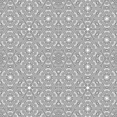 Ornamental linear pattern. Detailed vector illustration. Seamless black and white texture. Mandala design element.