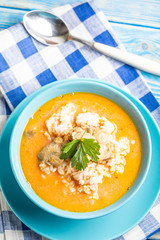 Tomato soup with rice.