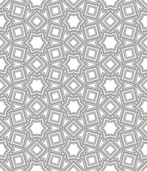 Ornamental linear pattern. Detailed vector illustration. Seamless black and white texture. Mandala design element.