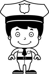 Cartoon Smiling Police Officer Boy