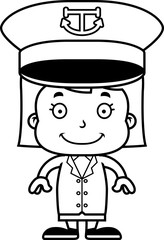 Cartoon Smiling Boat Captain Girl