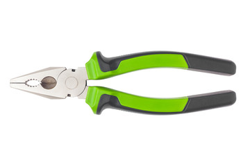 Obraz premium Pliers with green pen, clipping path, white background, high quality photo