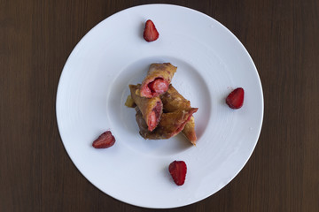Delicious dessert something like strawberry pie