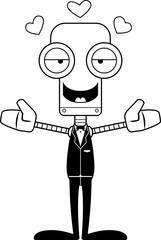 Cartoon Groom Robot Hug