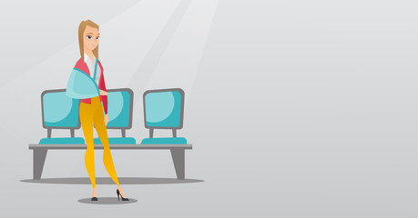 Injured man with broken arm vector illustration.