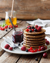 Healthy pancakes with fresh berries
