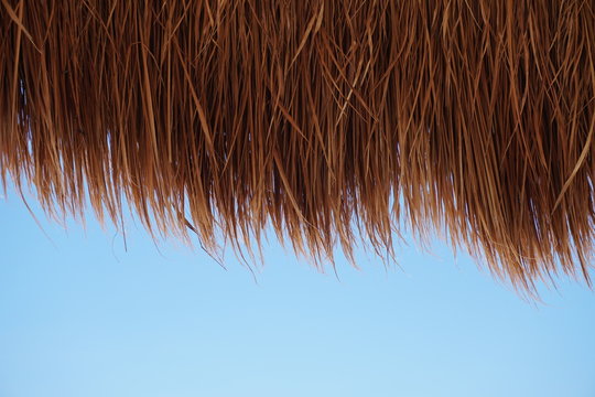 Tiki Hut Closeup With Sky