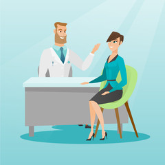 Doctor consulting female patient in office.