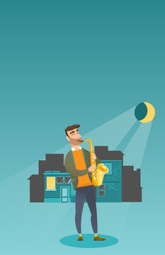 Musician playing the saxophone vector illustration