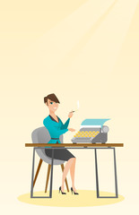 Journalist working on retro typewriter.