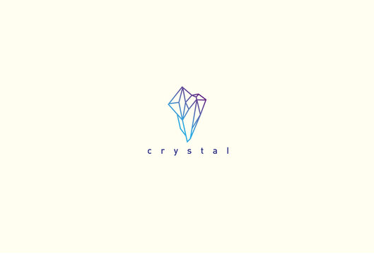 Contour modern logo crystal in gradient style