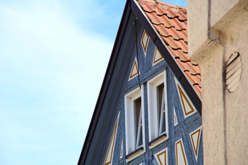 Detail of a trational german timber frame house in Waiblingen (Baden-Wuerttemberg)