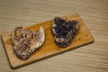 seared tuna steaks with black sesame seeds