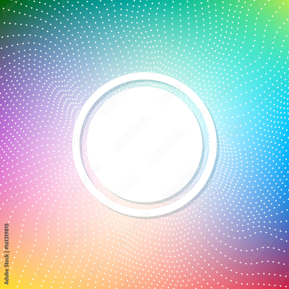 Poster abstract bright background with a pattern of white dots and dashes. shades of the rainbow.